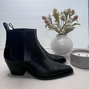 Everlane The Boss Boot Leather Black Chunky Heel Pointed Toe Women 9